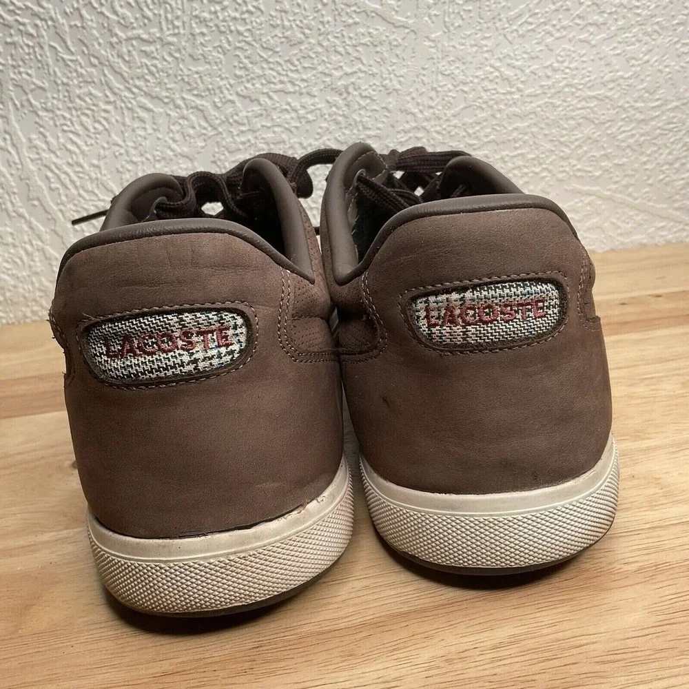 Lacoste Europa NS SPM 21233-0511‎ Brown Lace Up Sneaker Men 13 Indonesia Leather